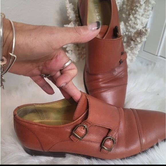 REISS Cognac Rivington Leather Double Monk Strap Dress Shoes Almond Toe Formal main image 12